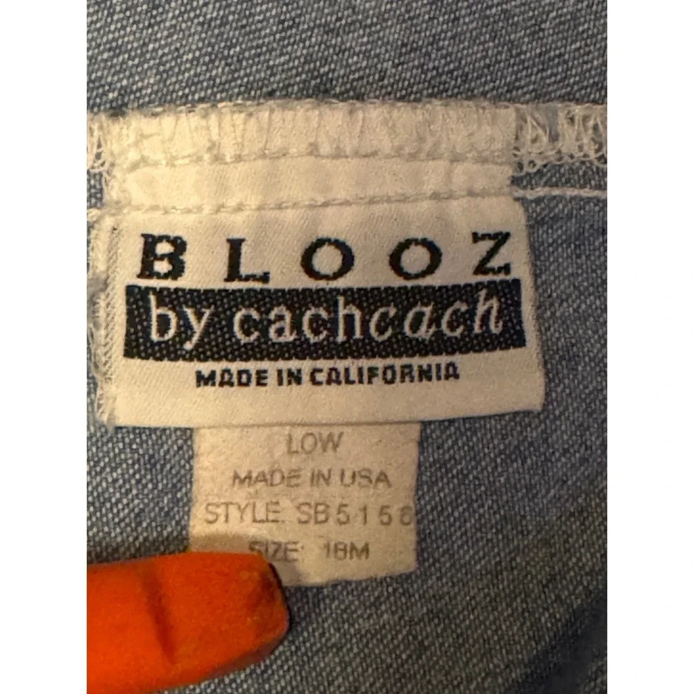 Blooz by Cachcach Vintage Elephant Denim Overalls Romper Light Wash 18M USA Made